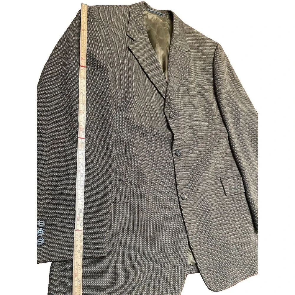 VTG Cavelli 100% Wool Mens Blazer Sport Coat 44L Navy Gold Button Preppy Classic